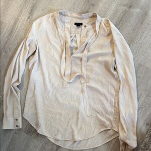 Ann Taylor Cream Blouse with Tie Detail